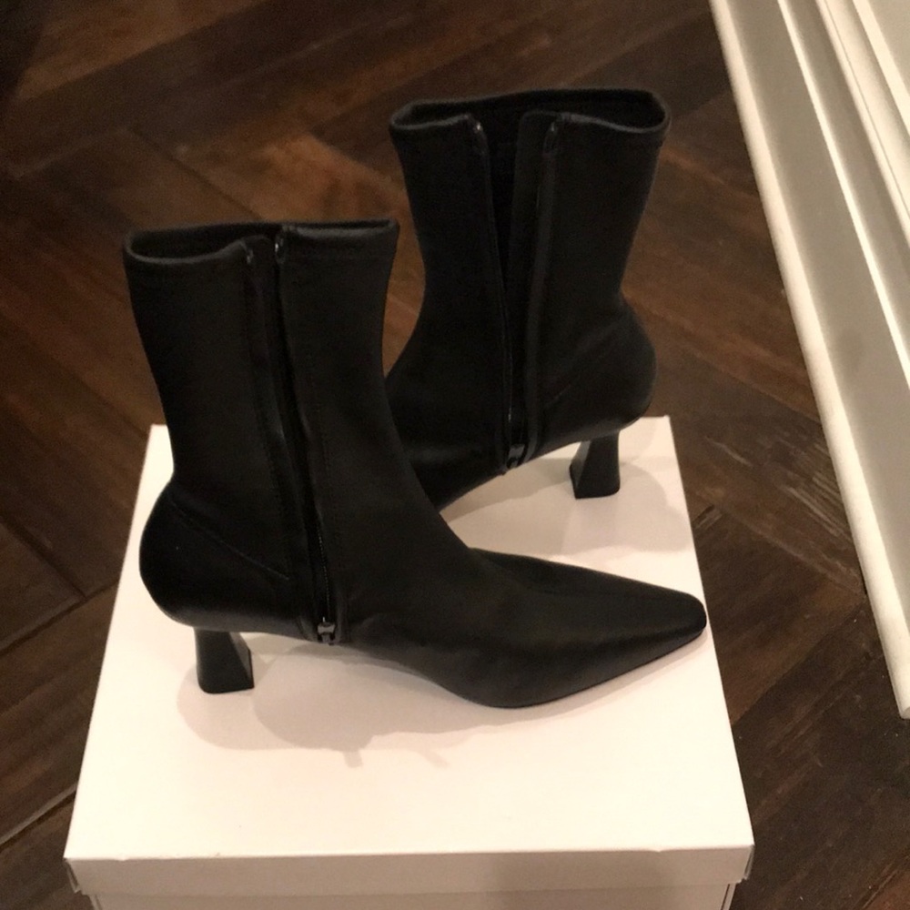 &Other Stories leather sock boots w/sculpted heel